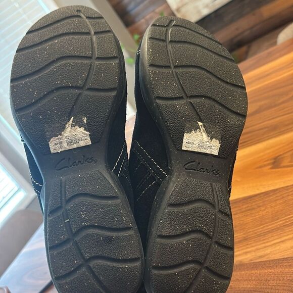 Clarks Black White Stitching Faux Fur inside Roseville Aster Ankle Boot Size 10 - Picture 8 of 8